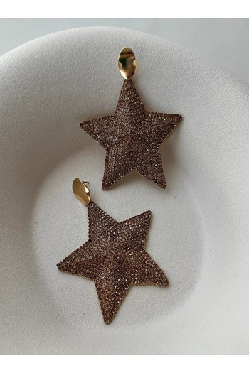 mos&more Coffee Tone Big Star Women Earrings