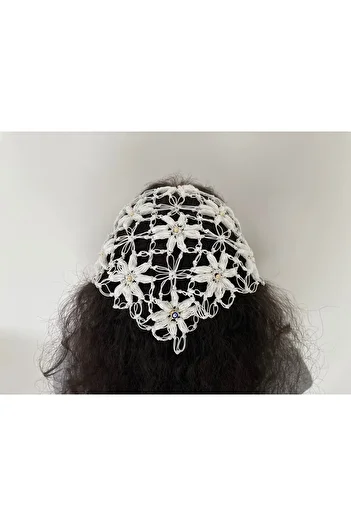 NurEra Design Flower Patterned Beaded Tie Hair Bandana Floral Scrunchie