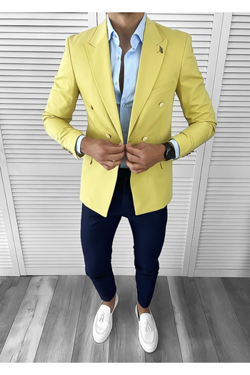 dehaine Men's jacket, slim fit, plain, 1039, yellow