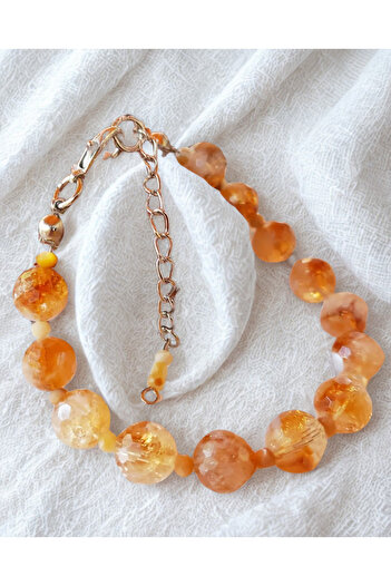 ayrestyle Women's Citrine Stone Bracelet – Adjustable – Abundance and Prosperity – 10mm Natural Stone