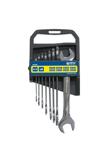 MEGA Set of Cr-Va 6-22Mm Open End Wrenches - 8P.