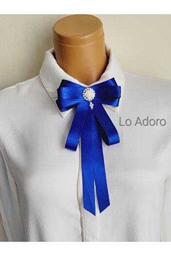 LO ADORO Women's Tie Shirt Accessory Stone Detail Ornate Tie Women's Collar Pin Brooch Special Design Tie