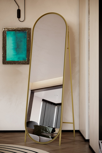 Marsah Home Floor Mirror with Stand Helis 180x50 Cm Gold