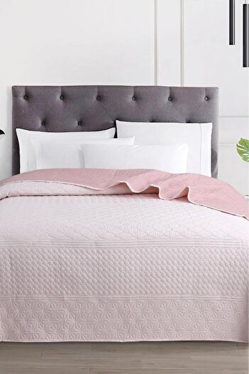 Çeyiz Diyarı Ultrasonic Quilted Doremi Double Sided Double Bed Cover Pink
