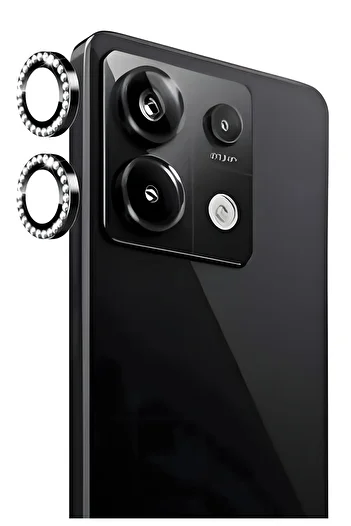 MustCase Xiaomi Redmi Note 13 Pro 5g Compatible Black Stone Camera Lens Protector Glass and Frame Camera Lens