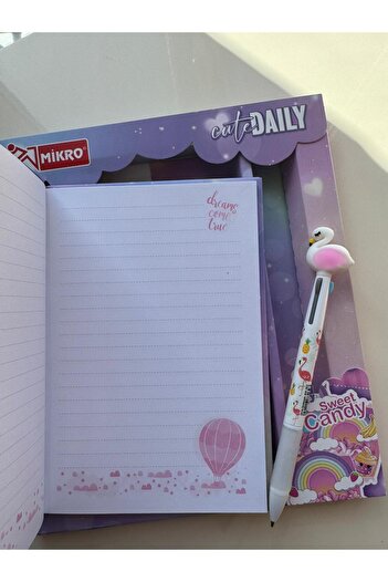 PARLAK EVREN Candy Flamingo Pen Diary Notebook