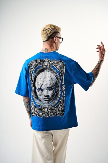 Respire Чоловіча футболка Oversize з принтом, синя
