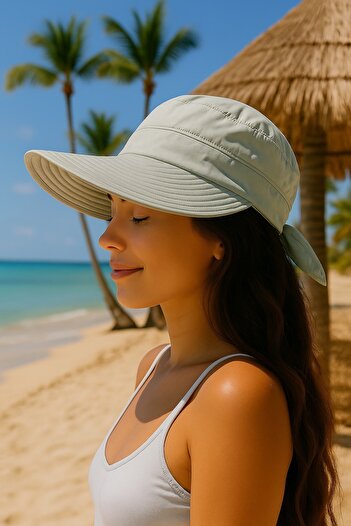 LAGRANZE Women's Wide Brim Open Top Zip Visor Sun Hat Brim Beach Hat