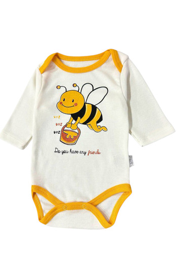 Avşar Baby Bee Printed Best Top Quality 100% Cotton Domestic Production Bodysuit Set Models