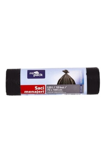Venus Dsh Black Ldpe Garbage Bag 120 L, 10 Pieces (Ropack)