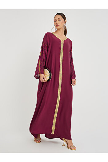 Styli Magrabi Lace Trim Brasso Sleeve Jalabiya
