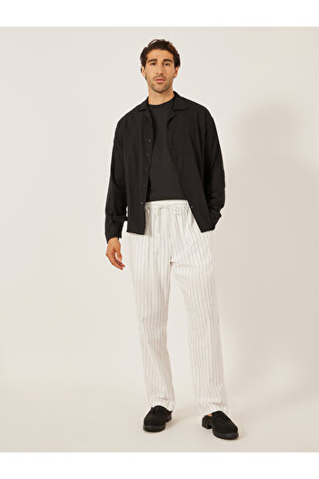 Take Two By Styli Striped Drawstring Waist Relaxed Fit Pants with Pockets