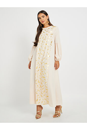 Styli Foil Printed Cuffed Sleeves Jalabiya
