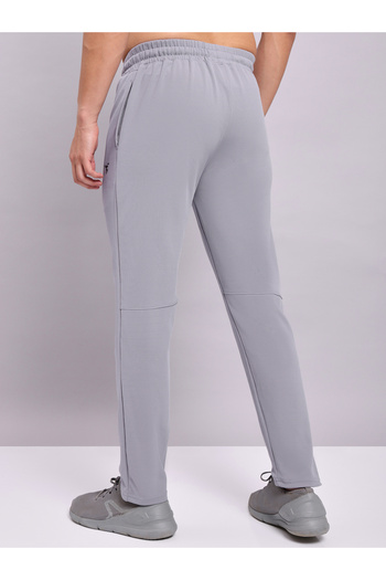 Technosport By Styli Men Grey Solid 4-Way Stretch Track Pants