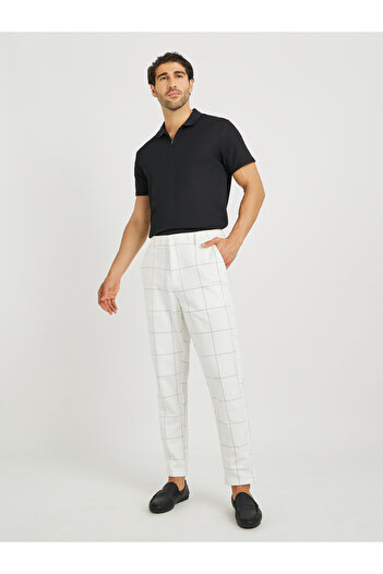 Take Two By Styli Men White Plaid Slant Pocket Slim Fit Suit Pants