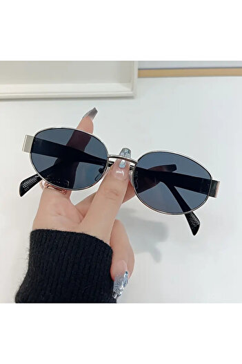 ZENION Fashion Ellipse Frame Decorative Sunglasses – Retro Stylish Design with Silver Detail, Pc Lens