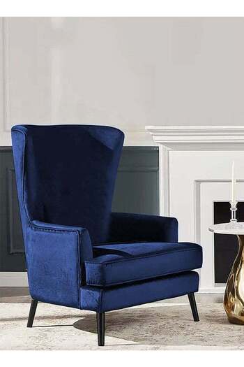 House One Velvet Royal Chair with Wingback and Arms