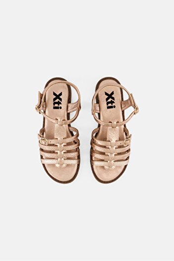 XTI Kids Girl Adjustable Buckle Sandals, Rose Gold