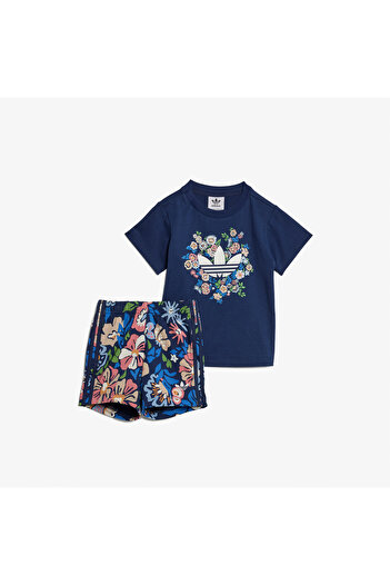adidas Originals Flowers Çocuk Mavi Şort Takım