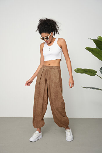 LİVE SPORT Women's Acid Washed Carrot Leg Pocket Cupra Shalwar