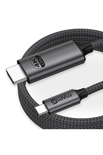 LUVLU Cablu USB C la HDMI împletit, UHD 4k@60Hz, viteză 18Gbps, 3D, HDR, HDCP, lungime 3m