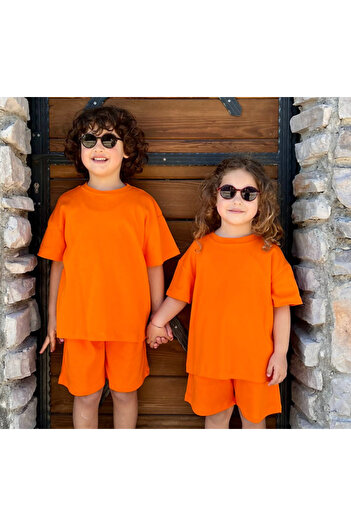 VEKSORA T-Shirt and Short Set Orange (Age 1-9)