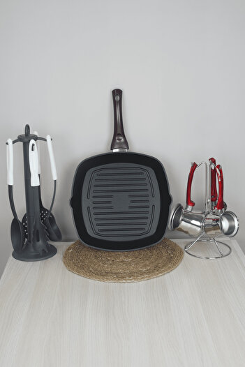 Bonera Titanyum Izgara Grill Tava 28 cm -Eflatun