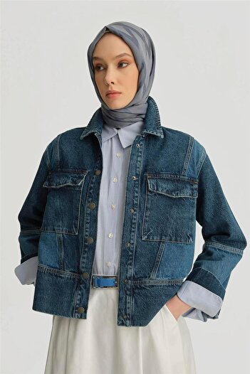 Armine Patchwork Denim Ceket 25yd9120 Indigo