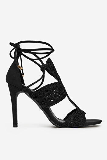 DeeZee Women's Low Sandals Black Stiletto Heel 38
