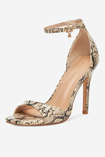 DeeZee Women's High Heel Sandals Low Beige Stiletto 38