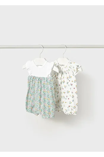 MAYORAL Baby Girl Floral 2-Piece Short Jumpsuit Set White 1749