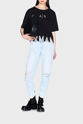 Armani Exchange Cotton Boyfriend Fit High Waist Straight Leg Jeans Jeans Pants Xw000073 Af12859