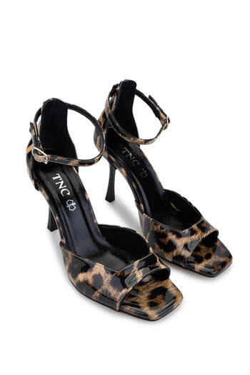 Tamer Tanca Women's Vegan Leopard Patent Leather Heeled Shoes