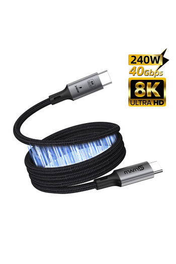 LUVLU Cablu USB C 4.0 cu încărcare super rapidă, împletit, 8K@60Hz, 4K@144Hz, PD 240W, 40Gbps, design magnetic