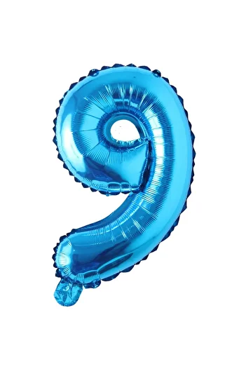 Ropet Balon din folie metalizata, Cifra 9, aniversare, 80 cm, Albastru