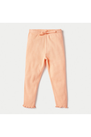 Juniors Solid Leggings With Elasticated Waistband - Set Of 2