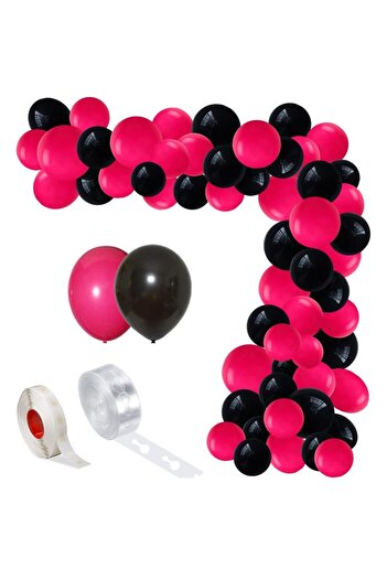 Ropet Balloon arrangement set for arch, 150 pcs, pink and black