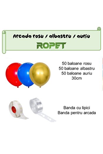 Ropet Balloon arrangement set for arch, 150 pcs, red, blue and gold