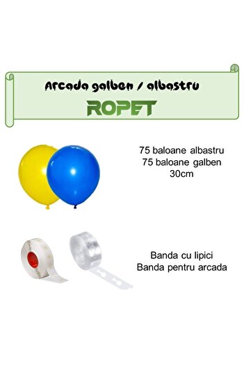 Ropet Balloon arrangement set for arch, 150 pcs, yellow and blue