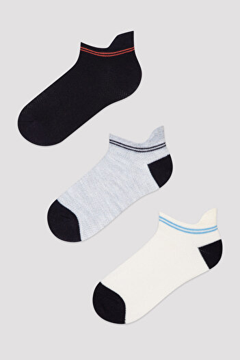 Penti Boy's Simple Blue 3-Piece Booties Socks