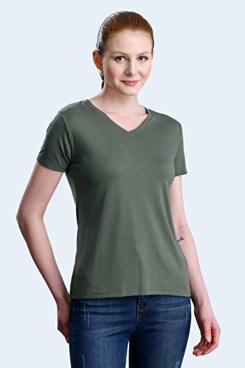 Slazenger Pericas Women's V-Neck Khaki T-Shirt