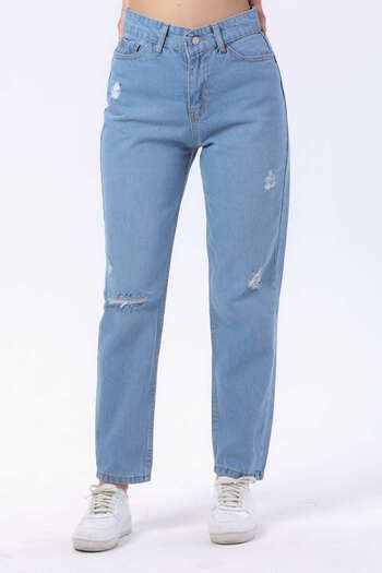 TOFİSA Mom Jeans Denim Pants Ice Blue - 23809