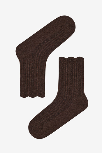 Penti Κάλτσες βολάν Jacquard ανοιχτό καφέ