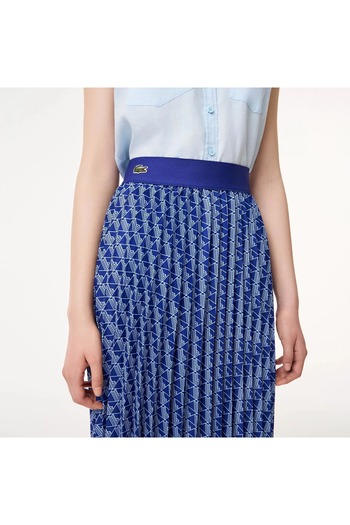Lacoste Women’s Fashion Show Edition Belted Pleated Skirt Blue (Limited Edition)