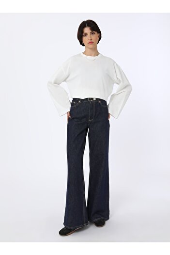 Benin Βαμβακερό Oversize Πλεκτό T-Shirt Φούτερ - Λευκό - Μπενίν