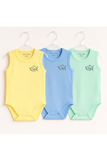 CEMRE BEBE 3 Pieces Monthly and Year Old Cotton Snap-On Bodysuit for Girls and Boys Baby Snap-On Bodysuit