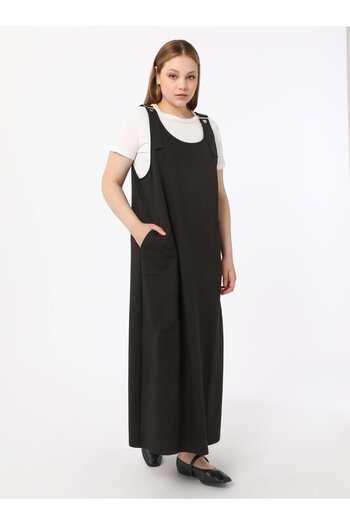 ALİA Plus Size Strappy Sports Salopet Dress - Black -