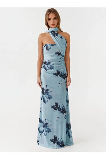 Hiccup Straplez Desenli Bodycon Maxi Tül Elbise