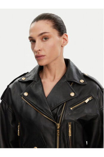 Just Cavalli Women's Leather jacket 78PAVP05 CP009 Black