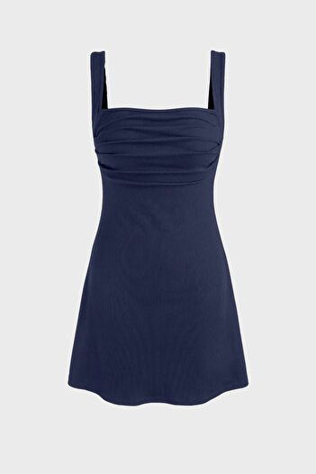 Hiccup Square Neck Mini Dress - Gathered Design
